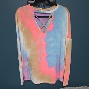 Lovely Melody Pastel Tie-Dye Long Sleeve Top